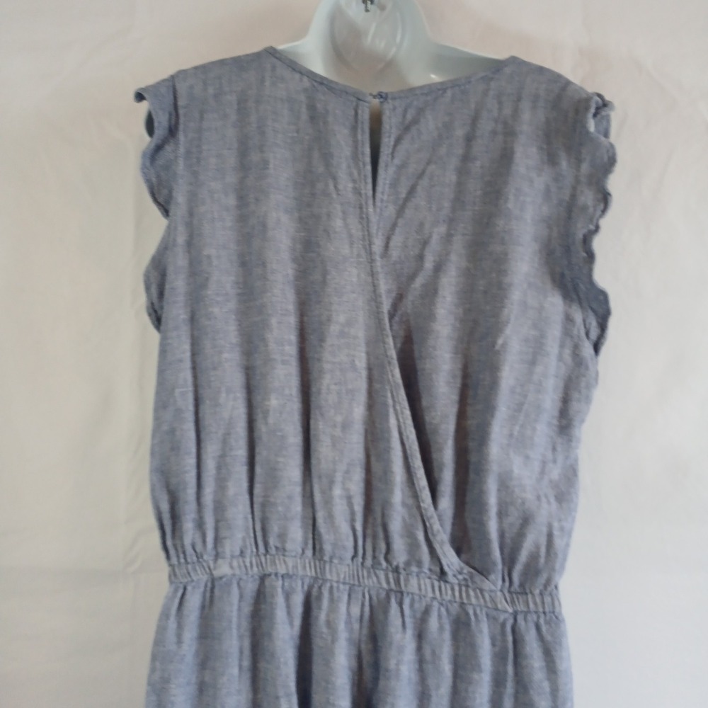 Old Navy Romper Denim Light Blue Ruffles Sleeveless Sz L Western Casual Work - Picture 6 of 9